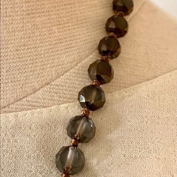 Long Tassel Druzy Natural Stone Necklace beads Gray Black taupe - Picture 9 of 13